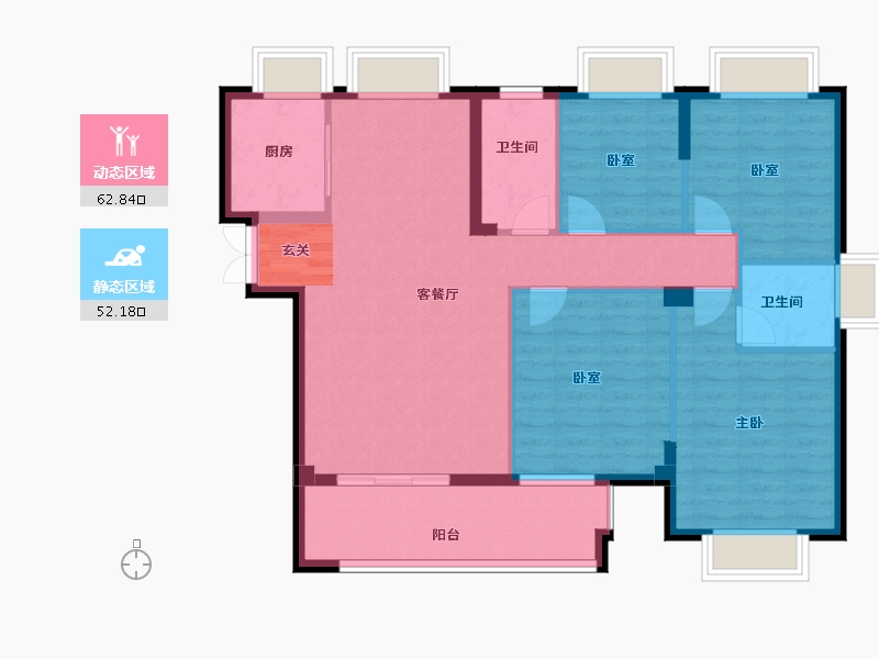 福建省-漳州市-印象澜山-104.00-户型库-动静分区