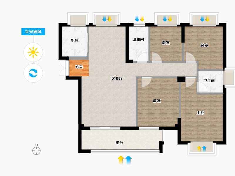 福建省-漳州市-印象澜山-104.00-户型库-采光通风