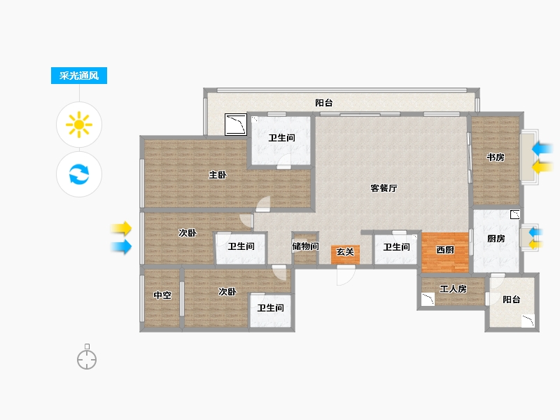 浙江省-台州市-绿城紫薇花园-240.37-户型库-采光通风