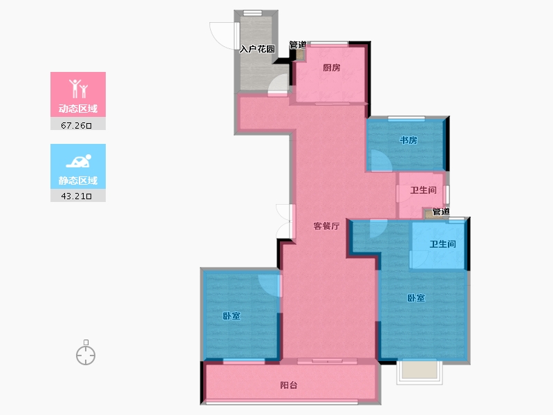 浙江省-宁波市-青樾府-105.00-户型库-动静分区