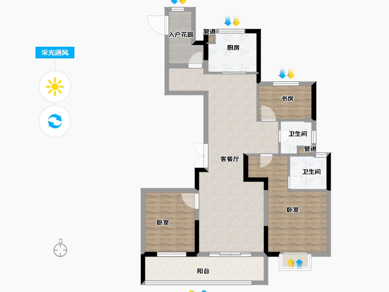 浙江省-宁波市-青樾府-105.00-户型库-采光通风