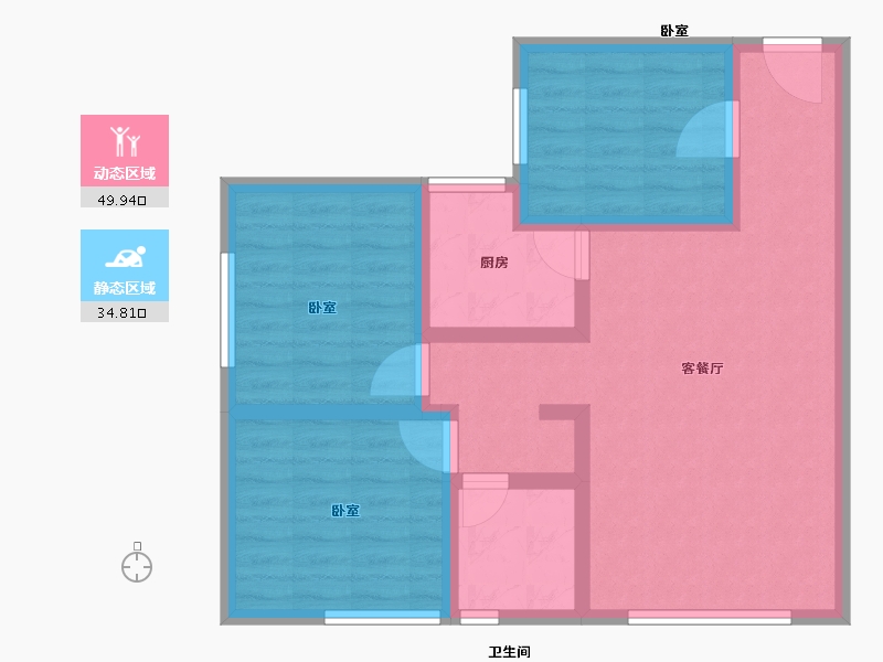 新疆维吾尔自治区-乌鲁木齐市-米古里-74.82-户型库-动静分区