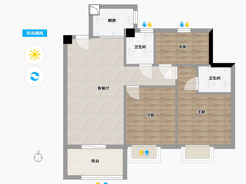 福建省-宁德市-润锦·星湖名筑-71.60-户型库-采光通风