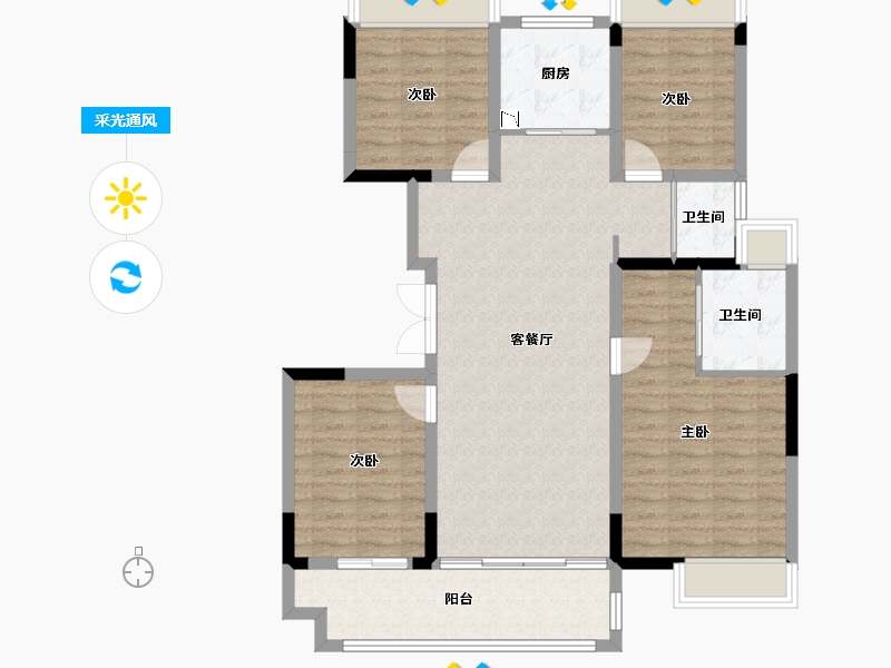 江苏省-徐州市-蓝光锦澜府-106.15-户型库-采光通风