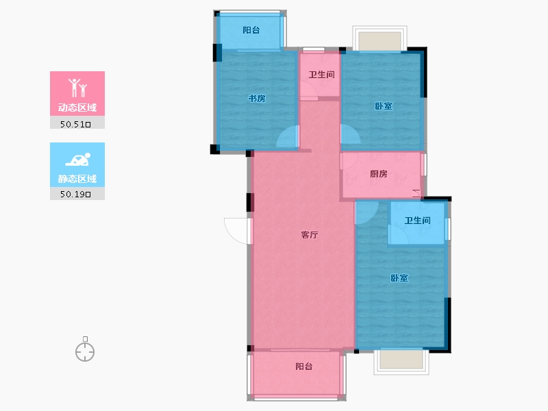 福建省-龙岩市-万星悦府-91.74-户型库-动静分区