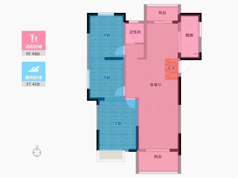 安徽省-阜阳市-壹號府邸-92.00-户型库-动静分区