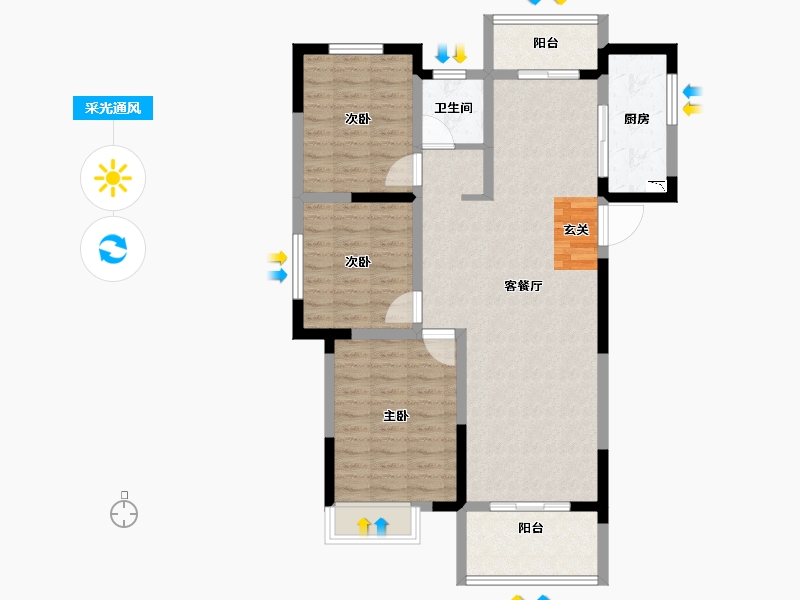 安徽省-阜阳市-壹號府邸-92.00-户型库-采光通风