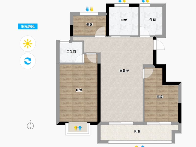 浙江省-杭州市-西房杭语宸鹭院-78.49-户型库-采光通风