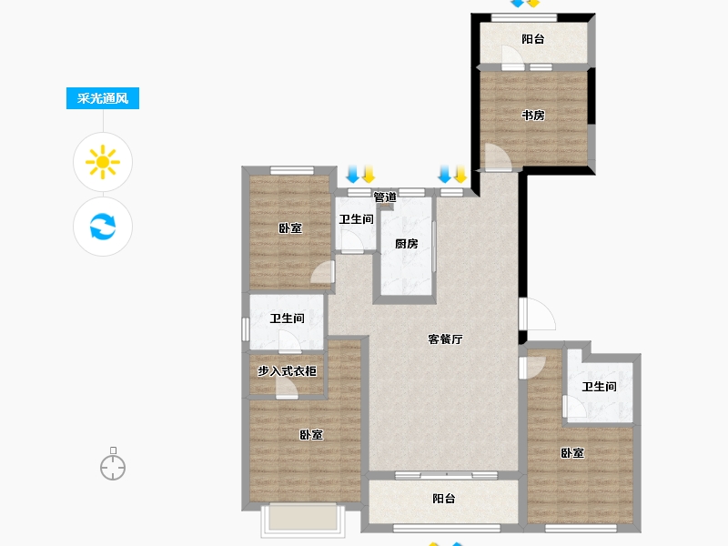 浙江省-宁波市-北宸府-110.91-户型库-采光通风