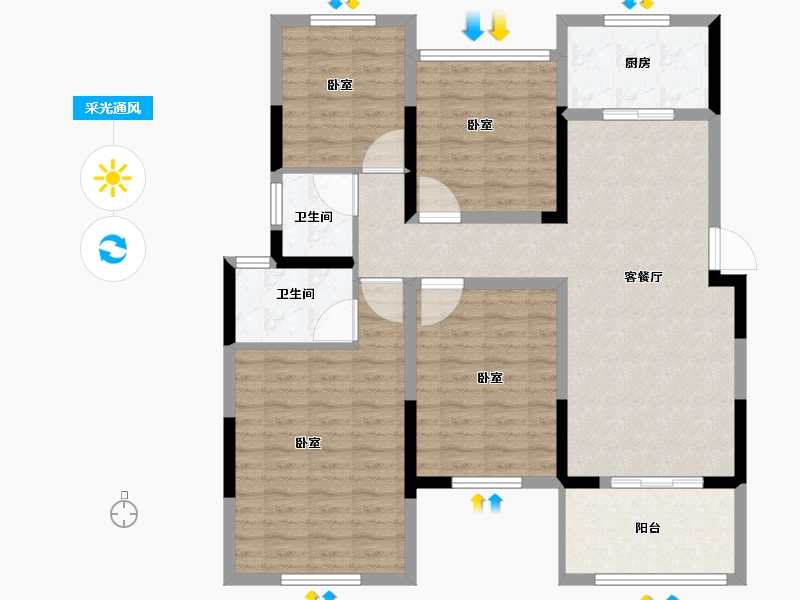 江苏省-镇江市-汇锦·学府家园-108.00-户型库-采光通风