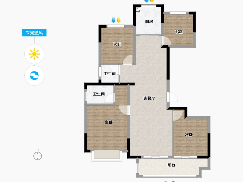 江苏省-徐州市-绿地淮海国博城-112.00-户型库-采光通风