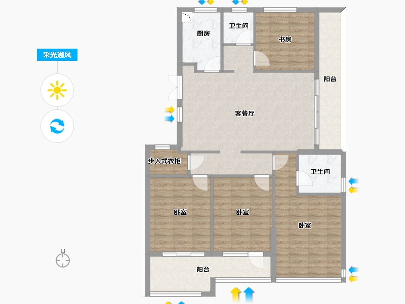 浙江省-宁波市-东方君悦-111.00-户型库-采光通风