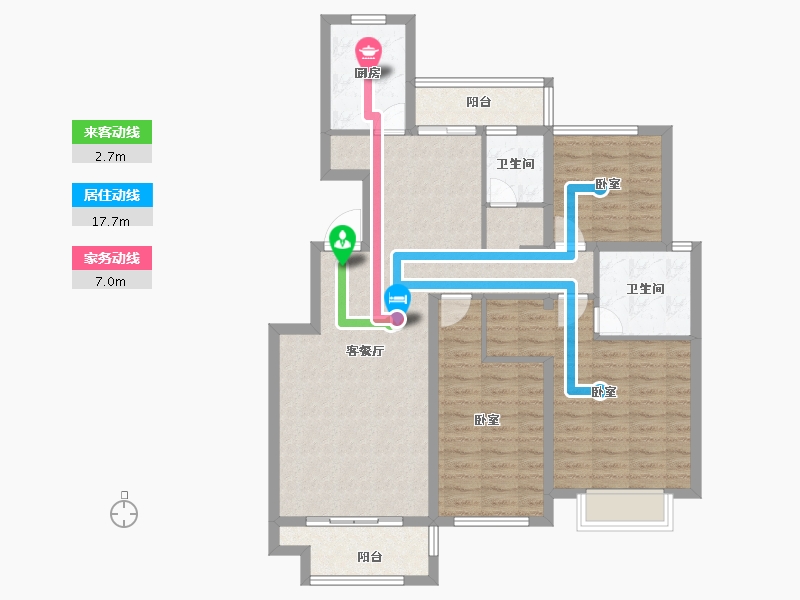 安徽省-淮南市-龙成奥韵-101.39-户型库-动静线