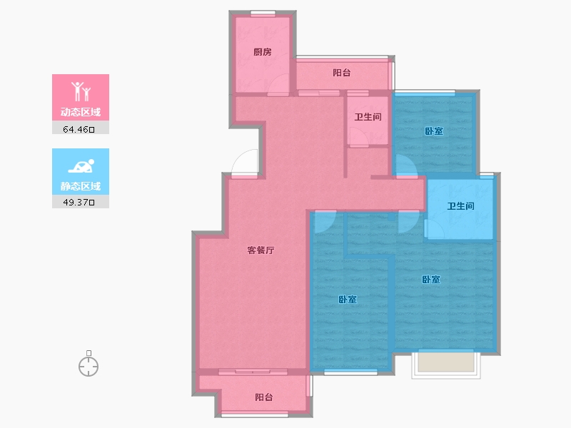 安徽省-淮南市-龙成奥韵-101.39-户型库-动静分区