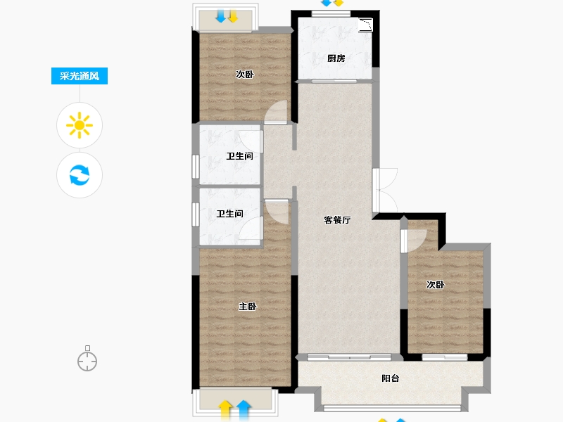 江苏省-徐州市-蓝光锦澜府-104.60-户型库-采光通风