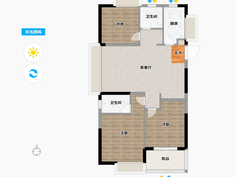 安徽省-阜阳市-置地·双清湾-93.00-户型库-采光通风