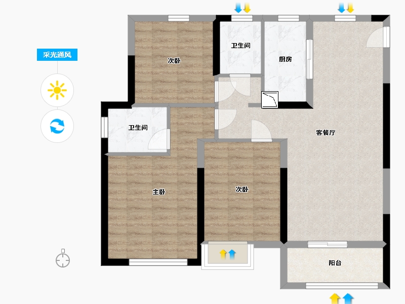 福建省-宁德市-宏地・君悦公馆-86.00-户型库-采光通风