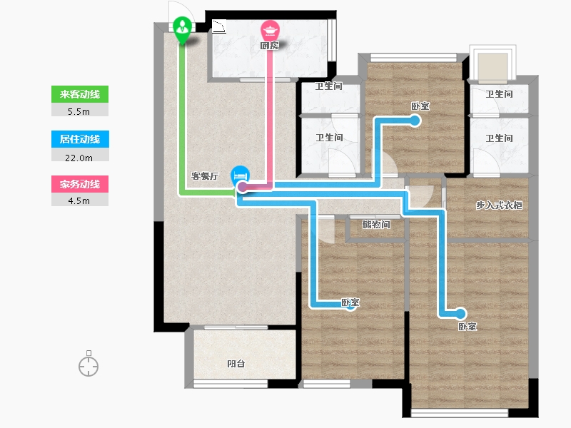 江苏省-苏州市-蓝光天悦辰-86.00-户型库-动静线