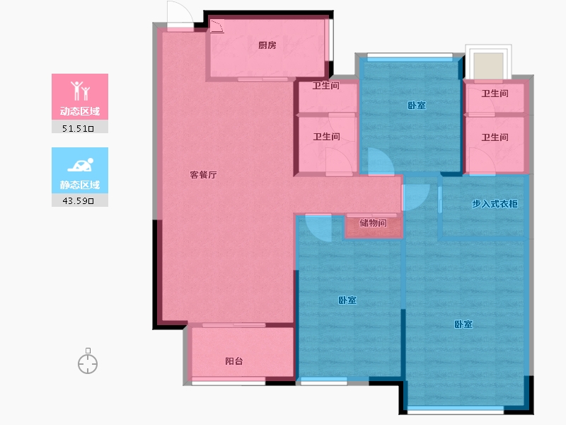 江苏省-苏州市-蓝光天悦辰-86.00-户型库-动静分区