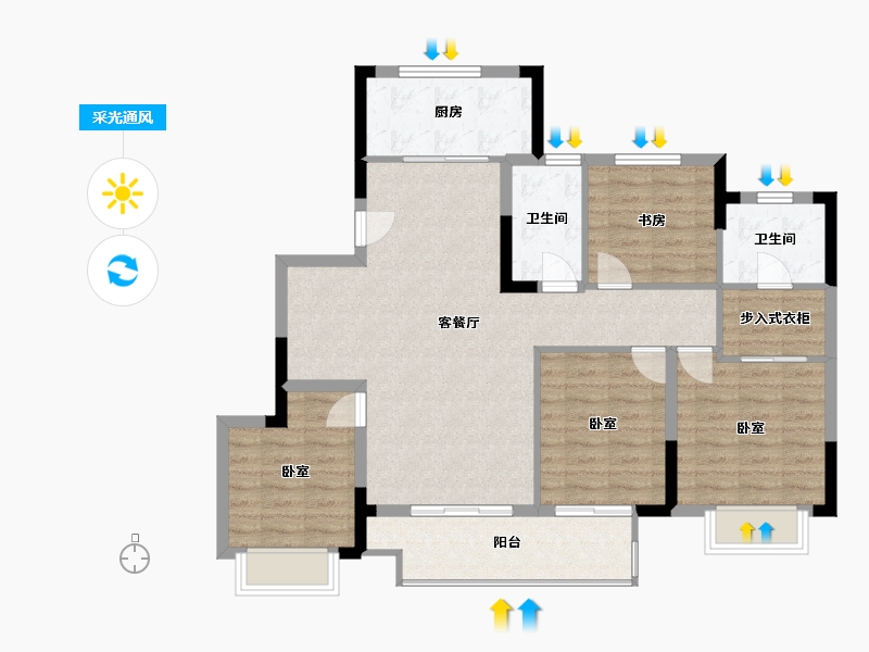 浙江省-宁波市-湖成大境-102.00-户型库-采光通风