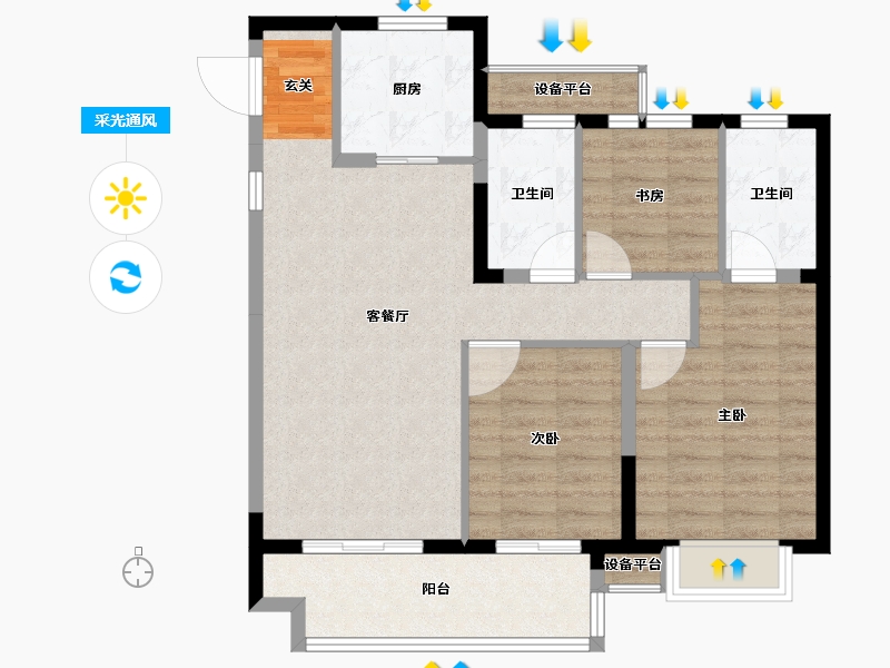 浙江省-台州市-招商博雅苑-84.01-户型库-采光通风