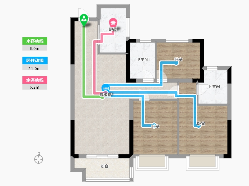 浙江省-宁波市-宝龙一城-82.00-户型库-动静线