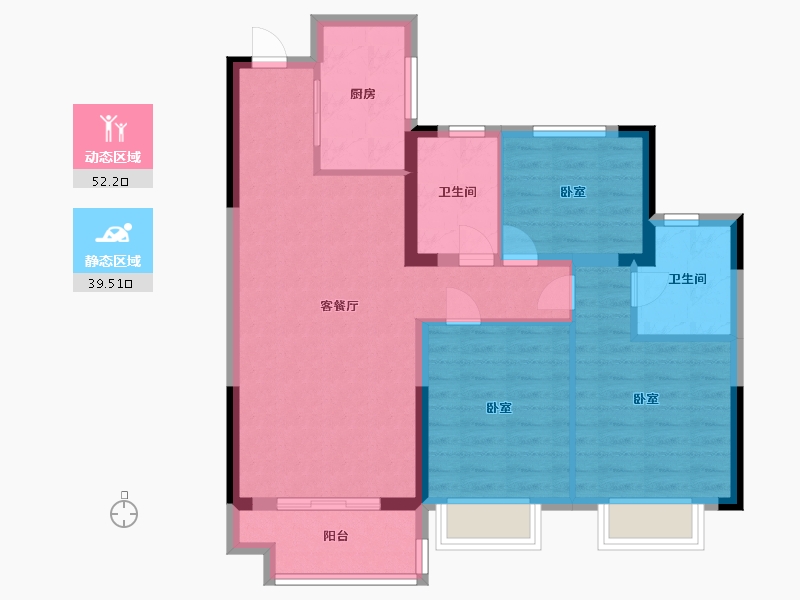 浙江省-宁波市-宝龙一城-82.00-户型库-动静分区