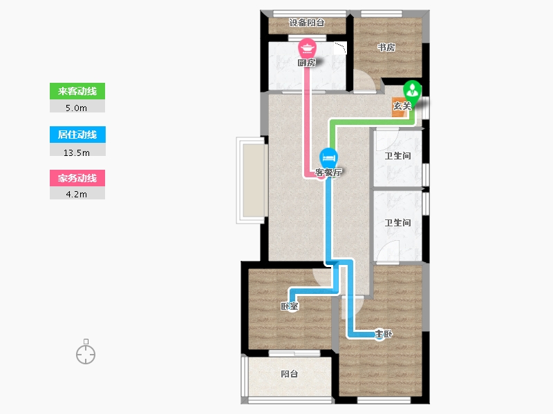 浙江省-宁波市-融创杭州湾壹号-68.17-户型库-动静线