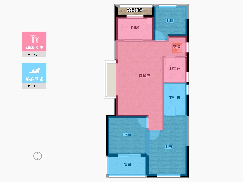 浙江省-宁波市-融创杭州湾壹号-68.17-户型库-动静分区