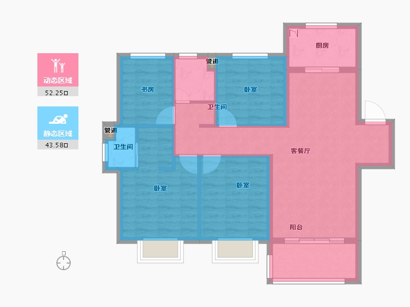 安徽省-淮南市-孔雀城时代北宸-86.00-户型库-动静分区