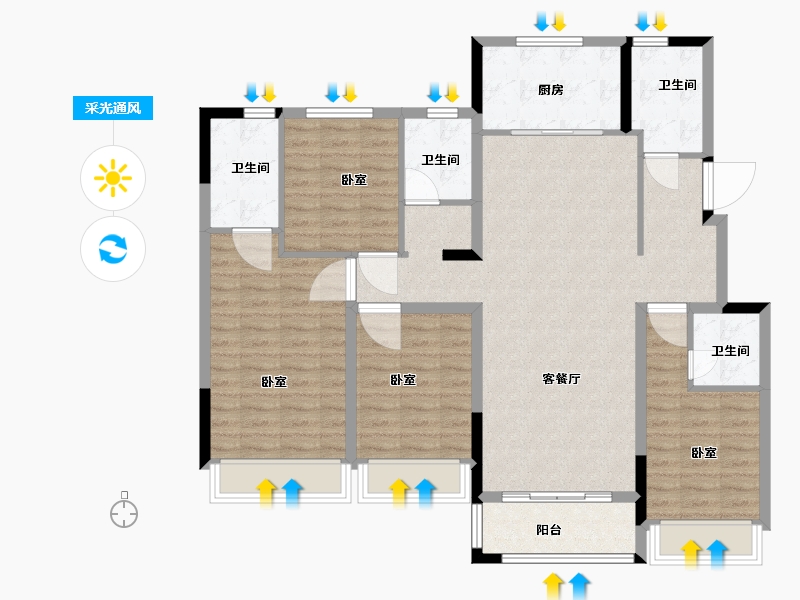 浙江省-湖州市-湖州蓝光雍锦园-120.28-户型库-采光通风