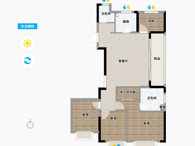 浙江省-宁波市-青樾府-114.00-户型库-采光通风