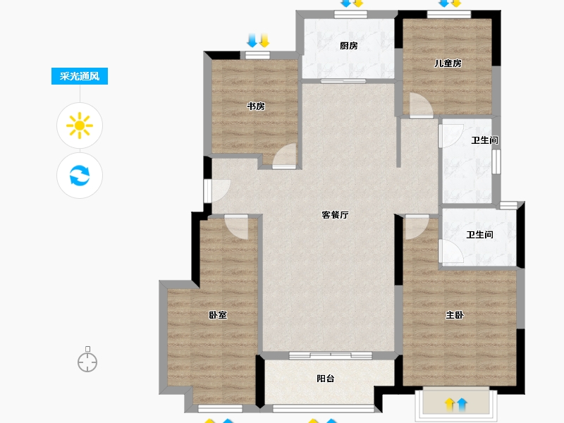 浙江省-宁波市-美的慈宸府-100.00-户型库-采光通风