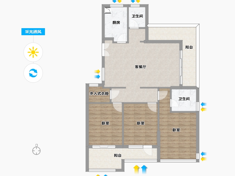 浙江省-宁波市-东方君悦-102.00-户型库-采光通风