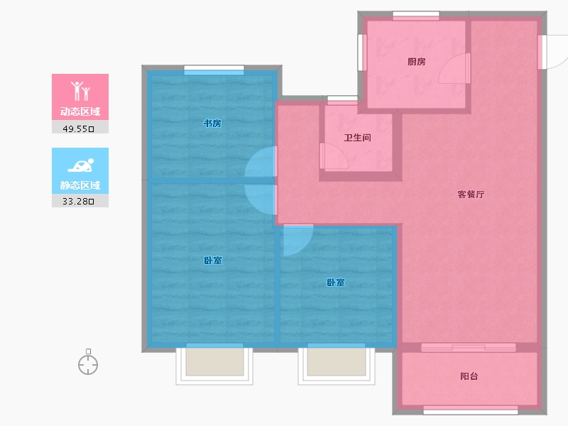 安徽省-淮南市-龙成奥韵-74.37-户型库-动静分区