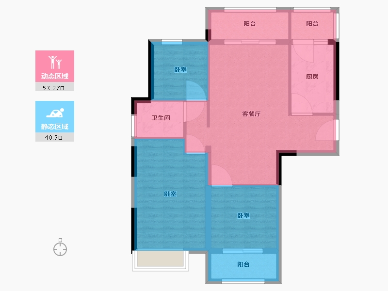 浙江省-宁波市-乐江名庭-84.65-户型库-动静分区