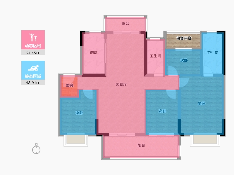 江苏省-常州市-观棠-104.00-户型库-动静分区