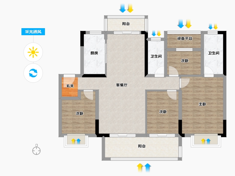 江苏省-常州市-观棠-104.00-户型库-采光通风