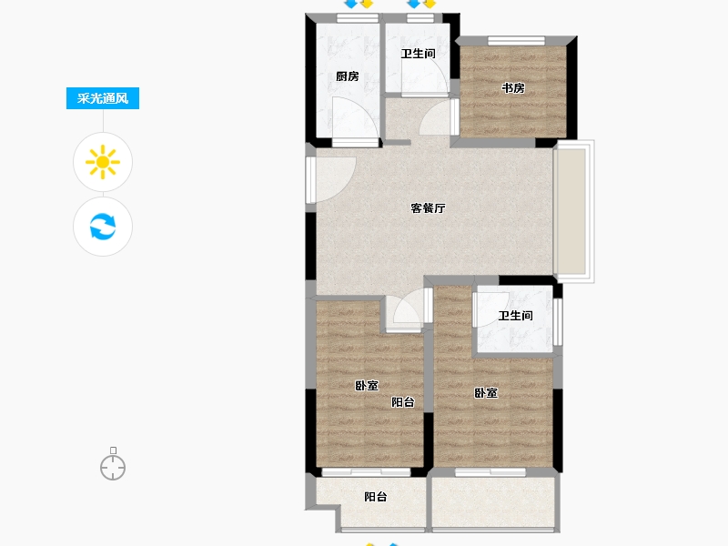 浙江省-宁波市-湖成大境-77.00-户型库-采光通风