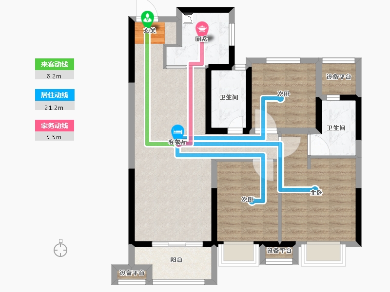 浙江省-台州市-富力溪庐-84.00-户型库-动静线