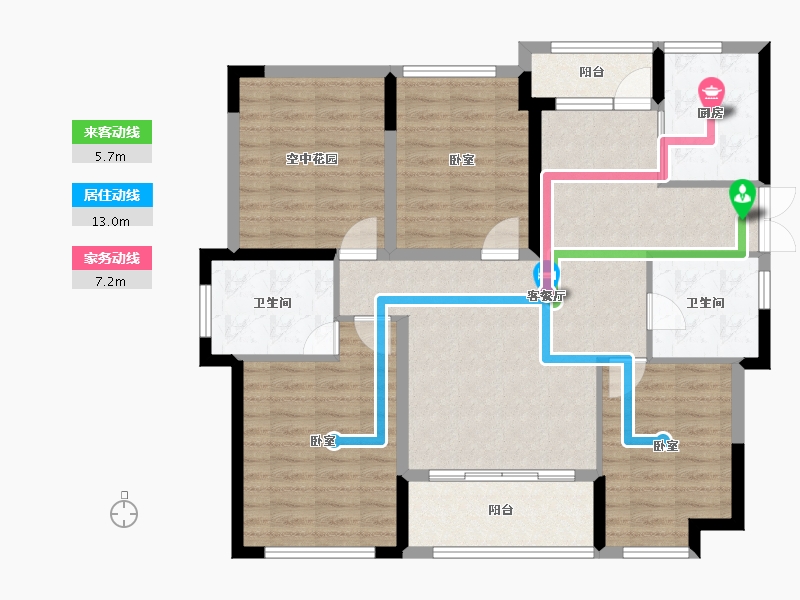 福建省-福州市-贵安新天地公寓-104.37-户型库-动静线