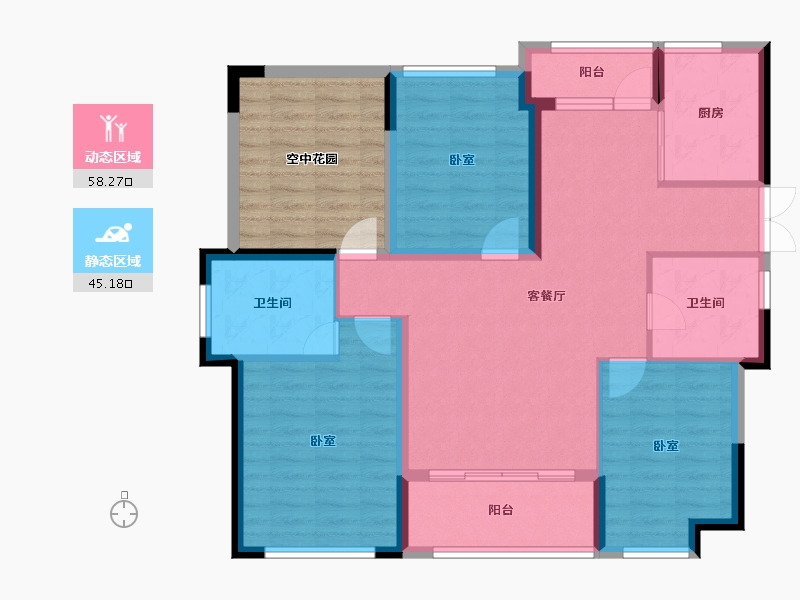 福建省-福州市-贵安新天地公寓-104.37-户型库-动静分区