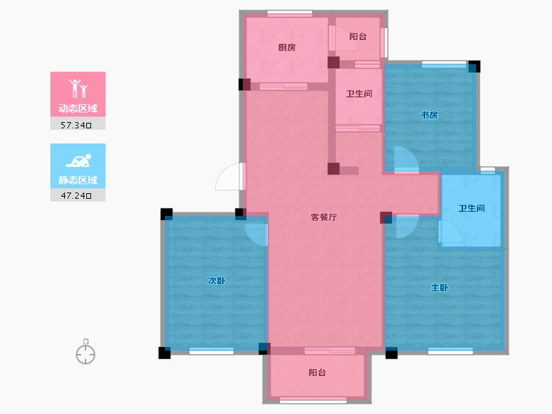 江苏省-扬州市-邗建·和瑞苑-94.04-户型库-动静分区