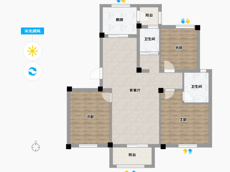 江苏省-扬州市-邗建·和瑞苑-94.04-户型库-采光通风