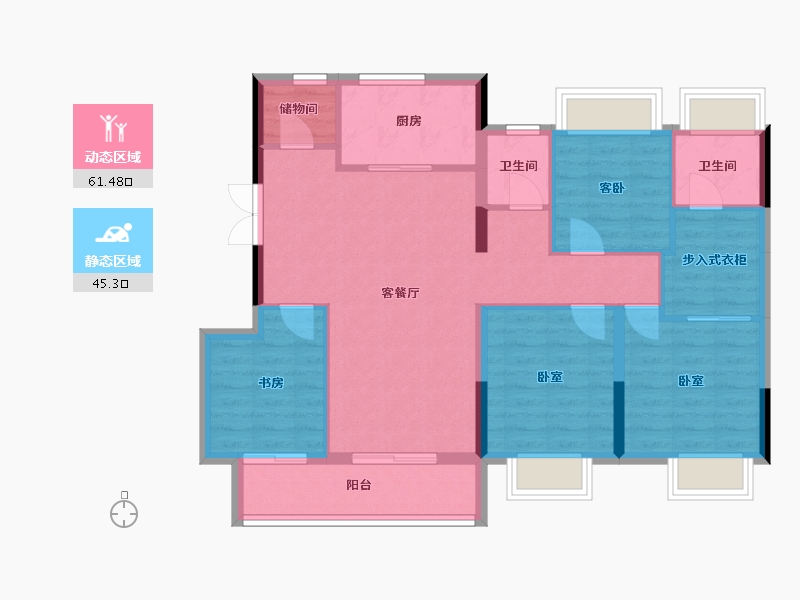 江苏省-扬州市-中书华邸-96.18-户型库-动静分区