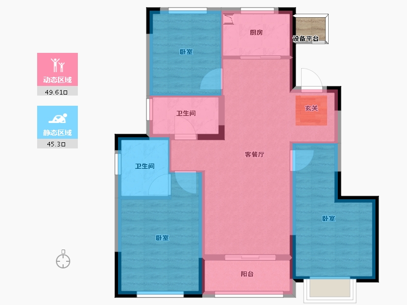 浙江省-宁波市-融创杭州湾壹号-86.00-户型库-动静分区