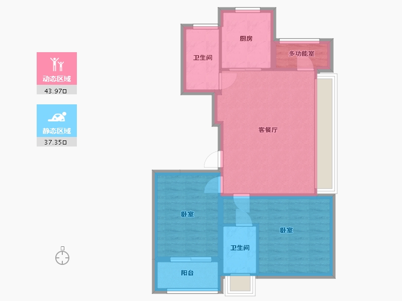 浙江省-杭州市-德信阳光城云溪洋房-72.61-户型库-动静分区