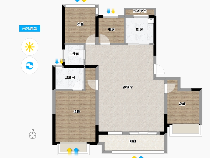 浙江省-台州市-海尚望府-102.92-户型库-采光通风