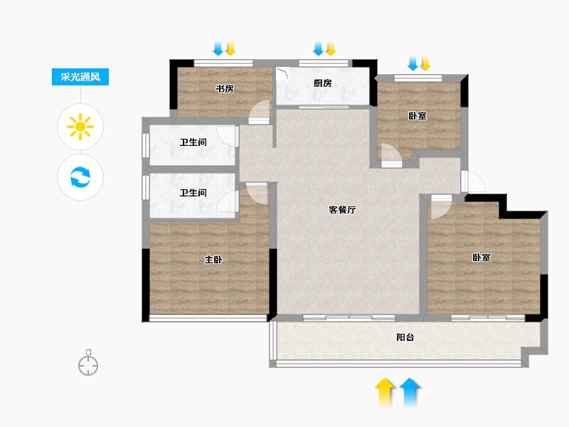 安徽省-六安市-远大·玺悦府-102.00-户型库-采光通风