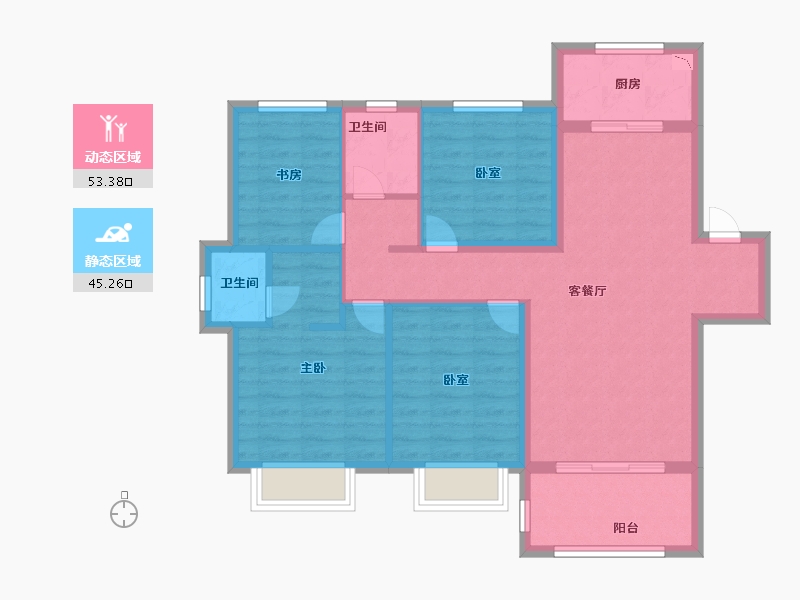 安徽省-六安市-孔雀城时代北宸-88.00-户型库-动静分区